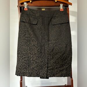 Ann Taylor Brown & Black Leopard Print Virgin Wool Skirt 0 Petite